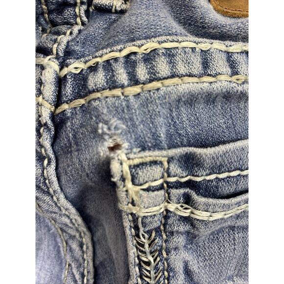 BKE Aiden Jeans Mens 24R Light‎ Wash Denim Distress Destroyed Boot Altered Hem - Picture 11 of 12